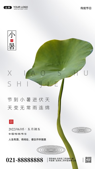 中国传统节气小暑摄影图手机海报