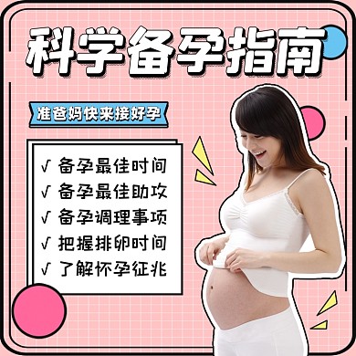科学备孕指南几何方图海报