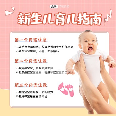 新生儿育儿指南方图海报