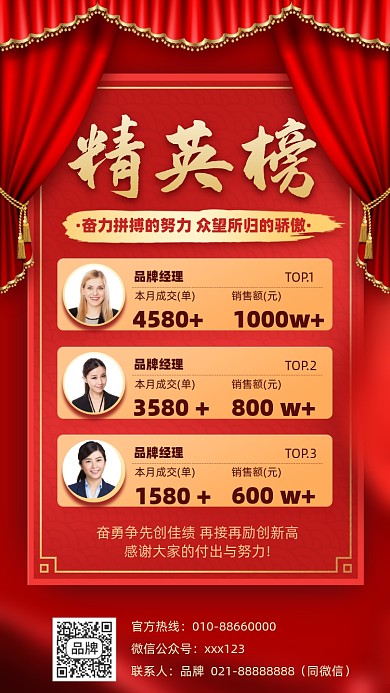 精英榜红色喜报摄影图海报