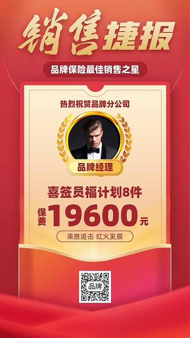 保险捷报稀薄啊红色喜庆摄影图海报