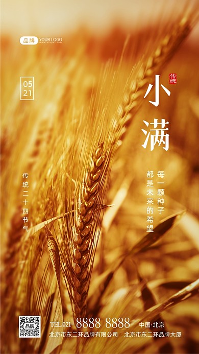 小满节气传统节气摄影图海报