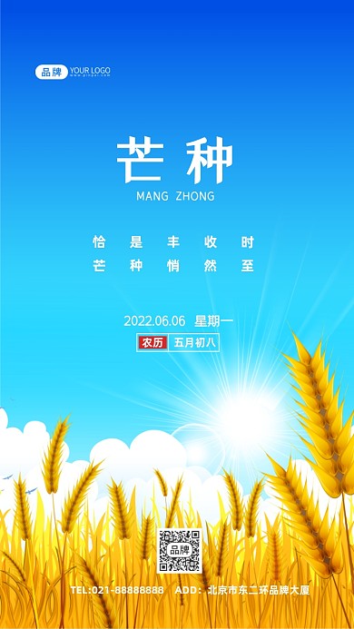 芒种节气二十四节气摄影图海报