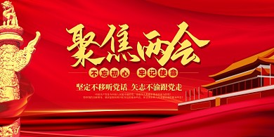 聚焦两会党建展板