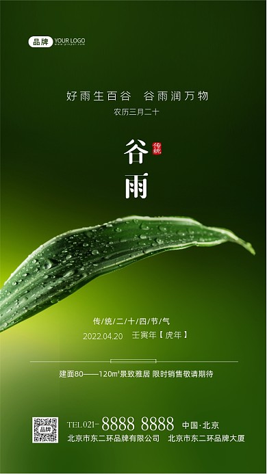 谷雨节气传统节气摄影图海报