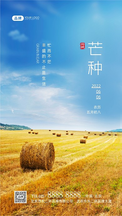 芒种节气传统节气摄影图海报