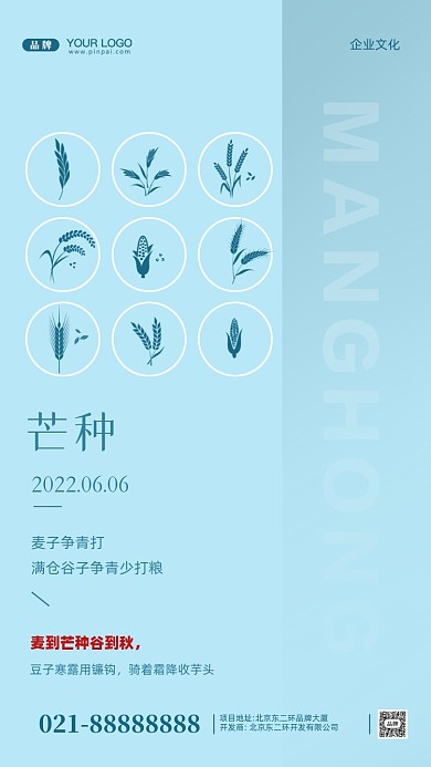 中国传统节气芒种摄影图手机海报