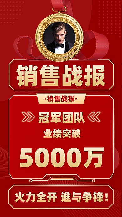 销售战报红金色喜报摄影图海报