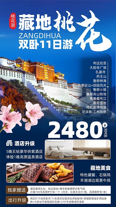 西藏旅游简约摄影图海报