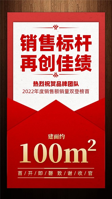 销售业绩红色喜报摄影图海报