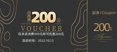 黑金商务线条时尚大气烫金抵用券优惠券
