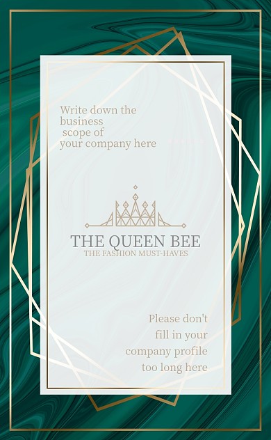 墨绿色几何线条元素烫金名片