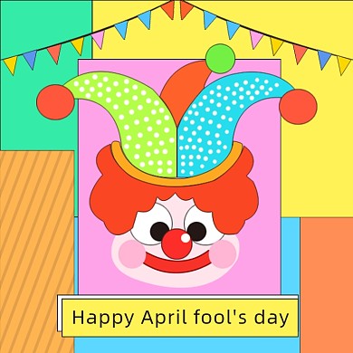 扁平几何愚人节小丑头像