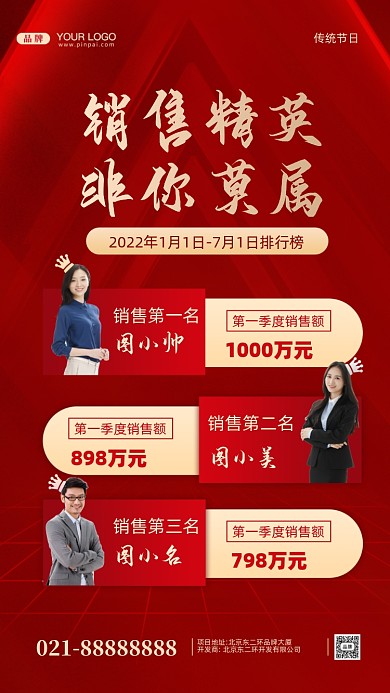 销售精英排名喜报摄影图手机海报