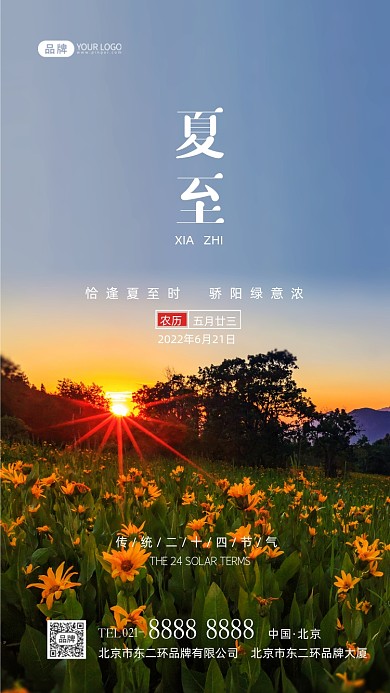 夏至节气二十四节气摄影图海报