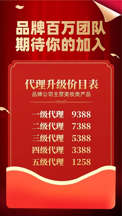 代理升级红金色摄影图海报