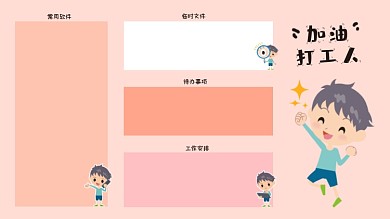 清新简约加油打工人电脑分区壁纸