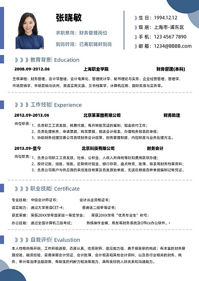 商务简约商务风格个人简历