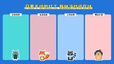 可爱卡通打工人四格电脑分区壁纸