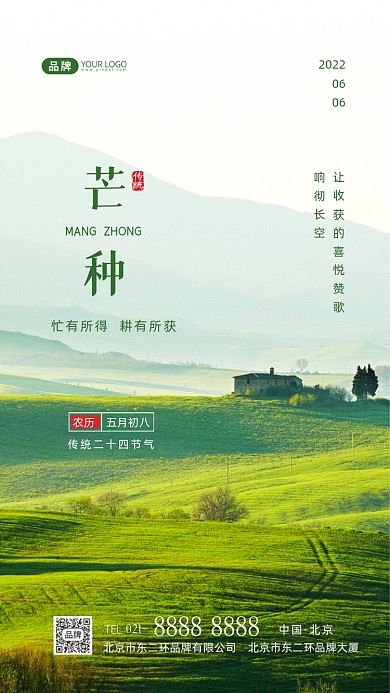 芒种节气传统节气摄影图海报