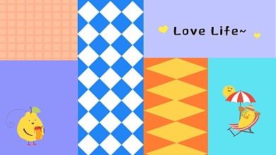 j好好爱生活简约色块拼接电脑分区壁纸