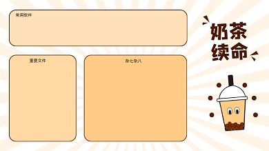 奶茶打工人电脑分区壁纸