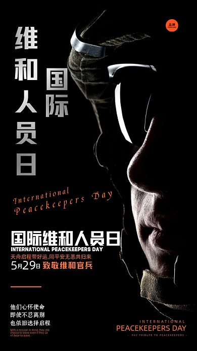 国际维和人员日士兵摄影图海报