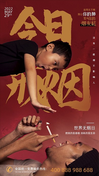 世界无烟日不允许吸烟摄影图海报