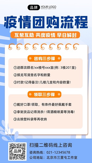 上海疫情团购流程手机海报