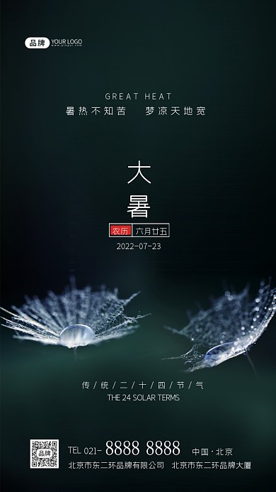 大暑节气二十四节气摄影图海报