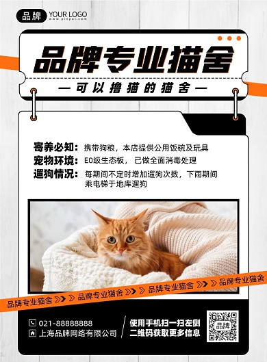 宠物专业猫舍寄养印刷海报