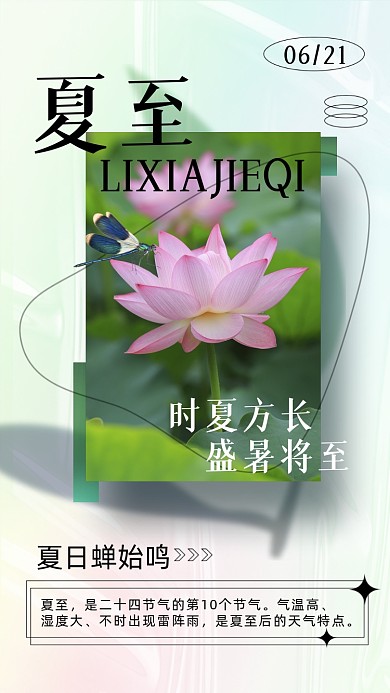二十四节气夏至摄影图海报