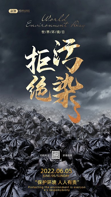 世界环境日垃圾场摄影图海报