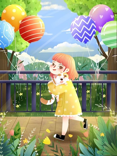 儿童节小女孩插画