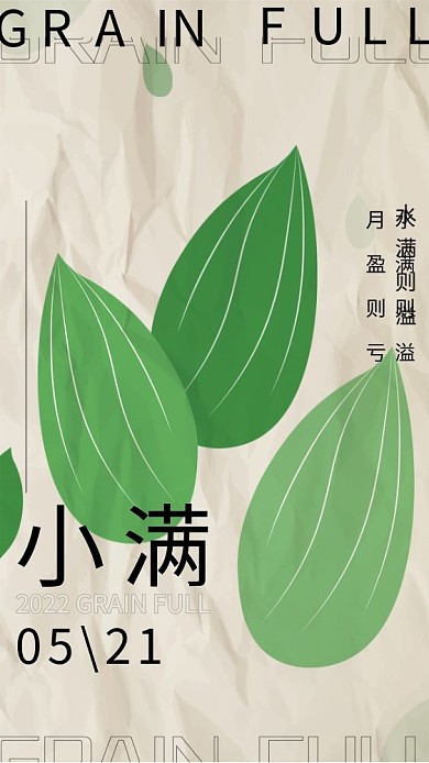 传统二十四节气0521小满简约海报