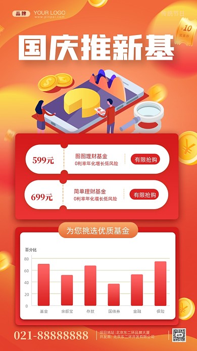 国庆节金融理财摄影图手机海报