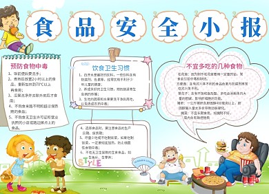 食品安全卫生宣传小报创意卡通