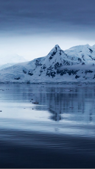 冰雪融化海洋山脉冰川手机壁纸海报