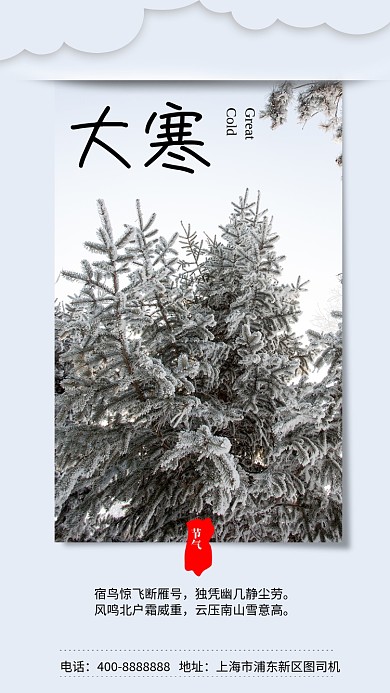 现代简约大气节气大寒手机海报