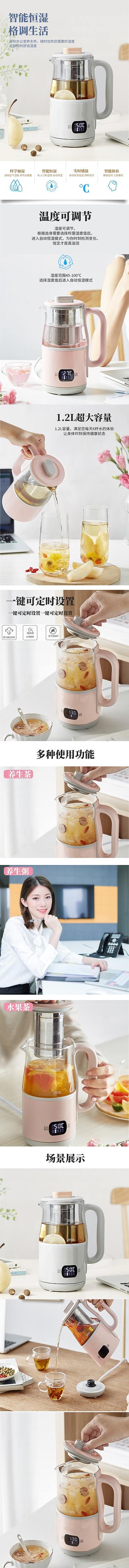 简约清新小型煮茶器煮花茶壶养生壶详情页