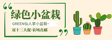 双十二手绘插画绿植专场淘宝banner