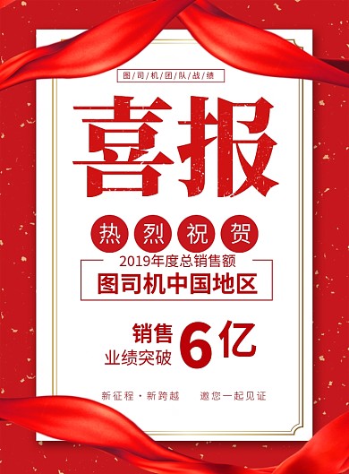 红色喜庆2020喜报业绩汇报宣传海报