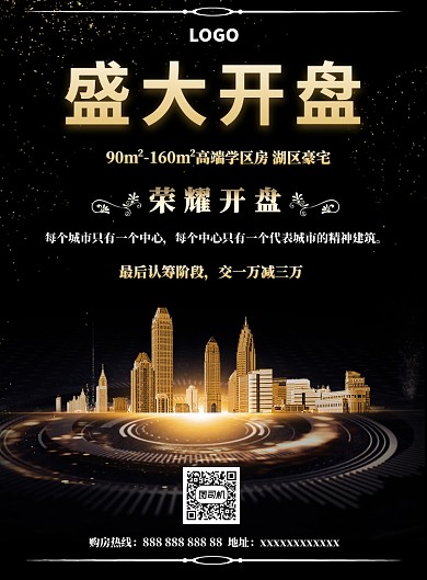 高端大气盛大开盘海报