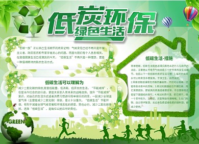 低碳环保绿色生活公益宣传小报