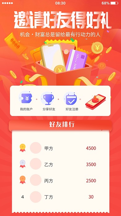 邀请好友得好礼好友排行海报