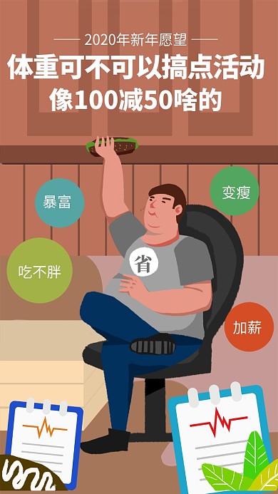 简约插画风新年愿望手机海报