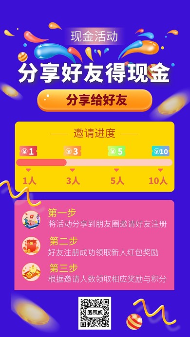 投资理财邀请好友得奖励海报