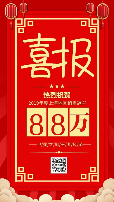 红色大气喜报销售贺报海报