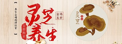 复古风养生灵芝淘宝banner