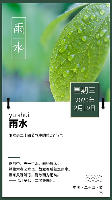 雨水二十四节气之一海报